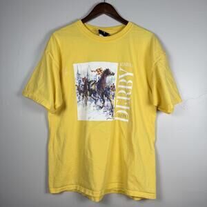 Kentucky Derby 2007 Mens XL Graphic T Shirt Yellow Horse JettStream Vintage Tee